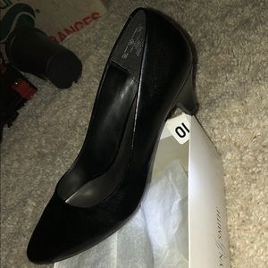 Leather black heel